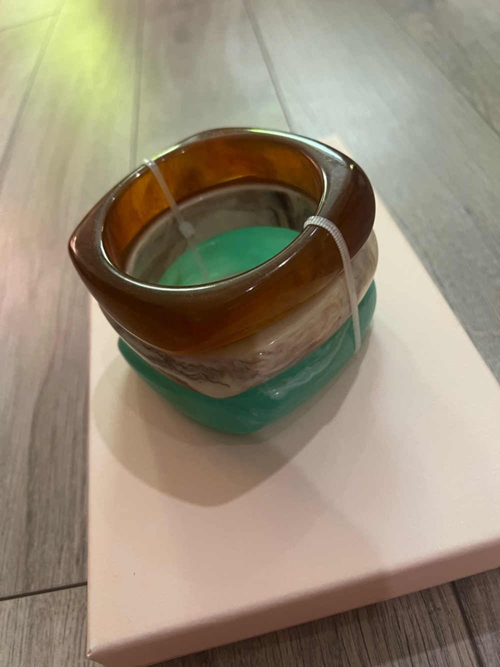 piper•k Women's Trio Bangle Bracelet Set - Turquoise, Cream Marble & Amber NWT - Picture 4 of 4